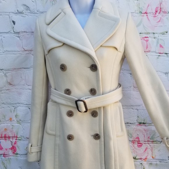 J. Crew Jackets & Blazers - J. Crew Ivory Peacoat Double Breasted Pockets XS